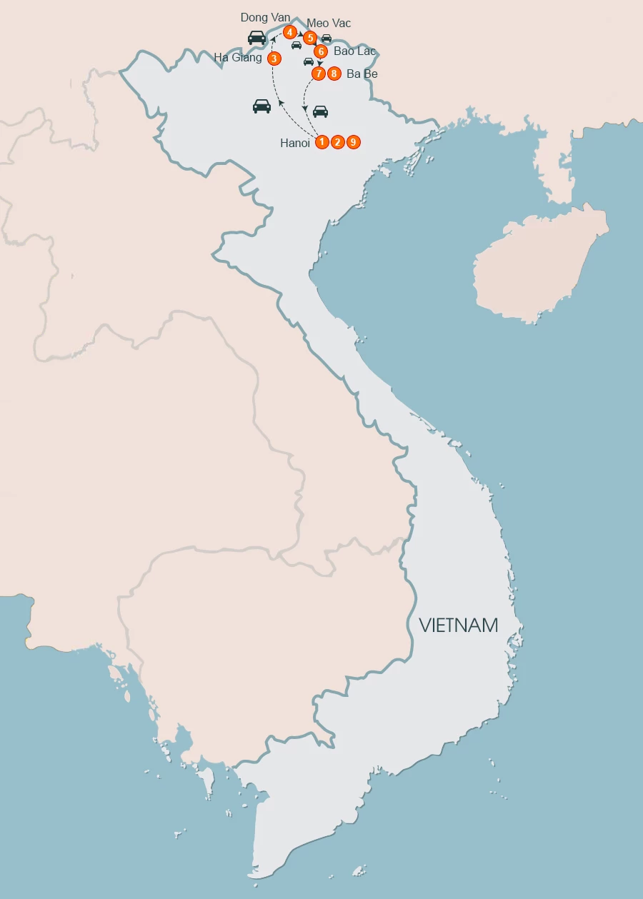 map Discovery North – East Vietnam 13 Days